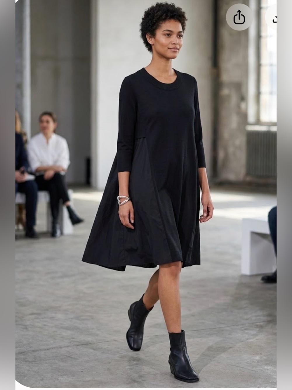 Sportmax Max Mara Silk Knit Mixed Media Dress Black Medium